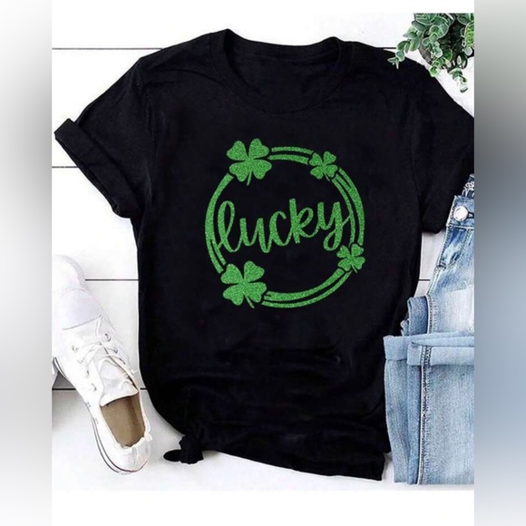 Boutique Tops - Lucky Glitter Tee, NWT